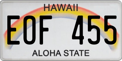 HI license plate EOF455
