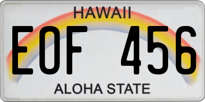 HI license plate EOF456