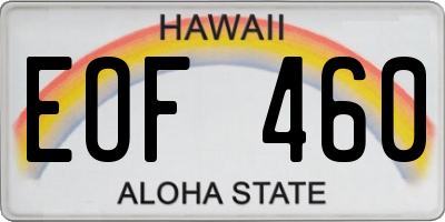 HI license plate EOF460