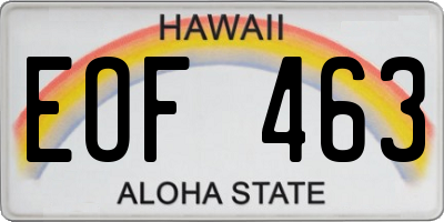 HI license plate EOF463