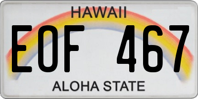 HI license plate EOF467