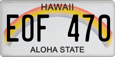 HI license plate EOF470