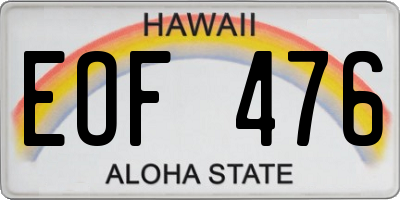 HI license plate EOF476