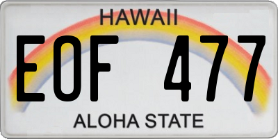 HI license plate EOF477