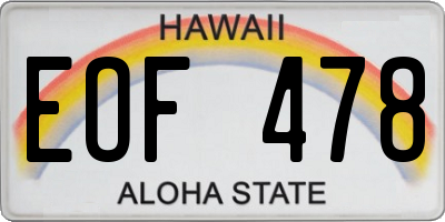 HI license plate EOF478