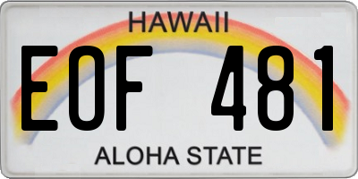 HI license plate EOF481