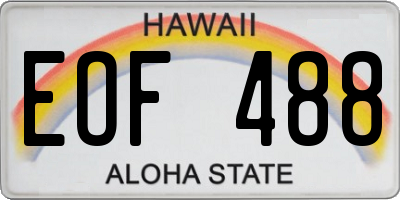 HI license plate EOF488