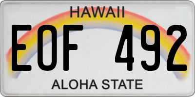 HI license plate EOF492