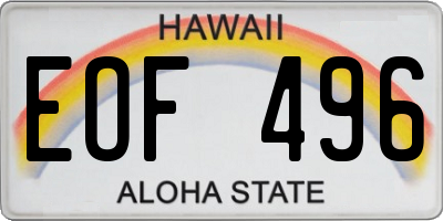 HI license plate EOF496