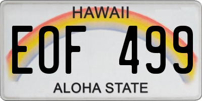 HI license plate EOF499