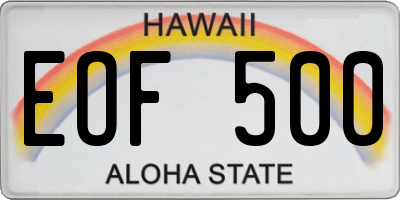 HI license plate EOF500