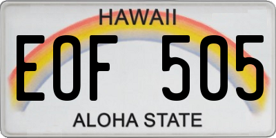 HI license plate EOF505