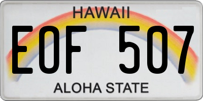 HI license plate EOF507