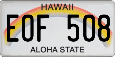 HI license plate EOF508