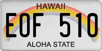 HI license plate EOF510