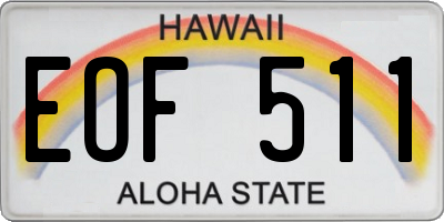 HI license plate EOF511