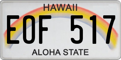 HI license plate EOF517