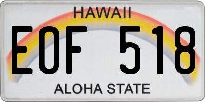 HI license plate EOF518