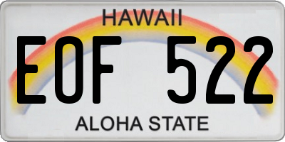 HI license plate EOF522