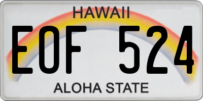 HI license plate EOF524