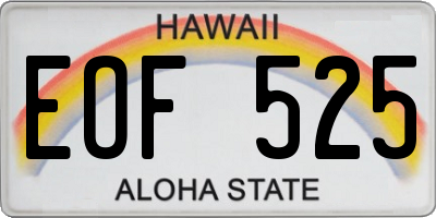 HI license plate EOF525