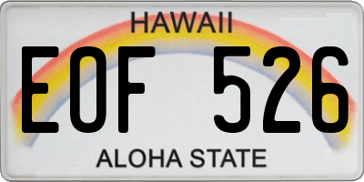 HI license plate EOF526