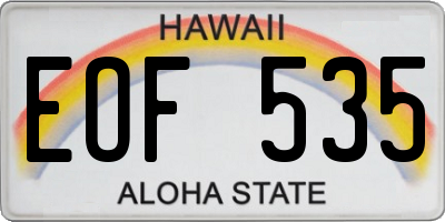 HI license plate EOF535