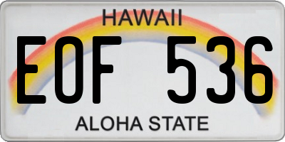 HI license plate EOF536