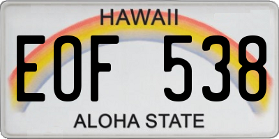 HI license plate EOF538