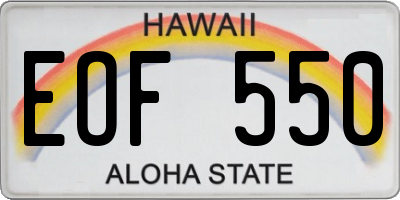 HI license plate EOF550
