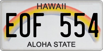 HI license plate EOF554