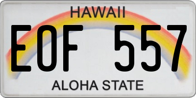 HI license plate EOF557