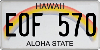 HI license plate EOF570