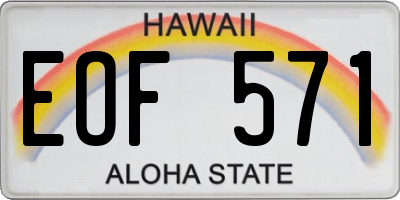 HI license plate EOF571