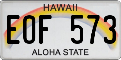 HI license plate EOF573