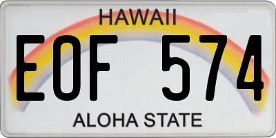 HI license plate EOF574