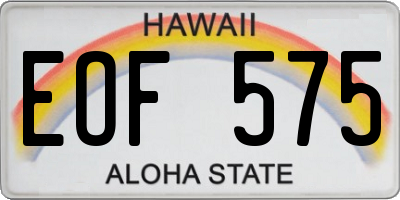 HI license plate EOF575