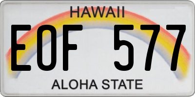 HI license plate EOF577