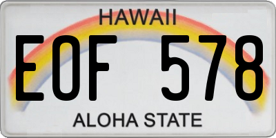 HI license plate EOF578