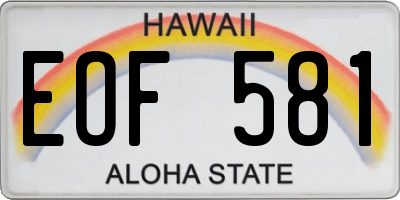 HI license plate EOF581