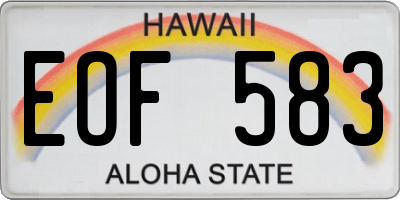 HI license plate EOF583