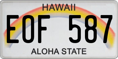 HI license plate EOF587