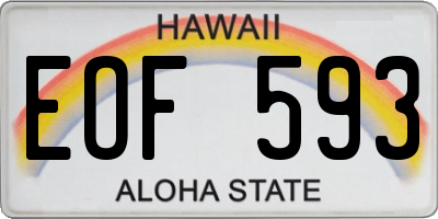 HI license plate EOF593
