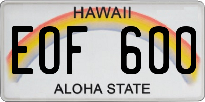 HI license plate EOF600
