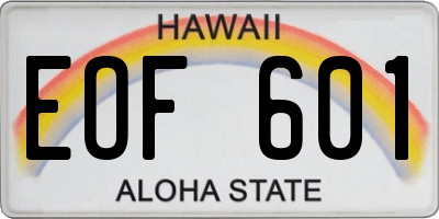HI license plate EOF601