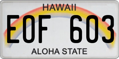 HI license plate EOF603