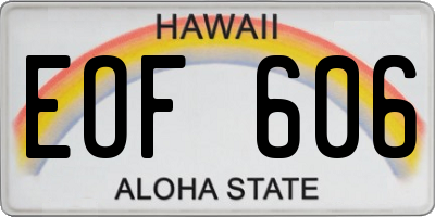 HI license plate EOF606
