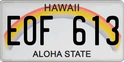 HI license plate EOF613
