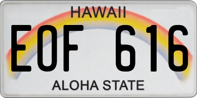 HI license plate EOF616