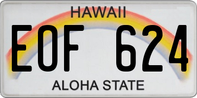 HI license plate EOF624